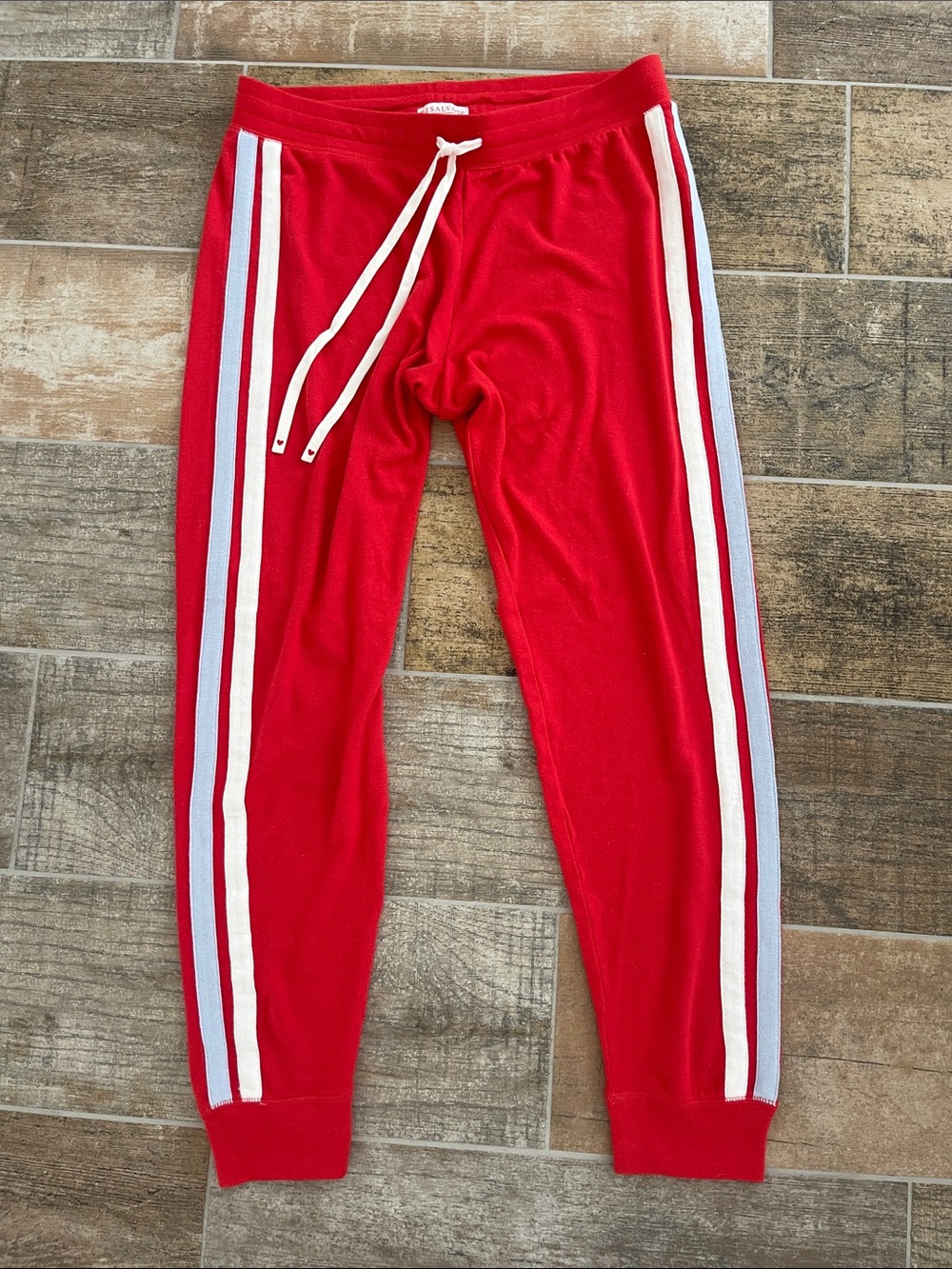 PJ Salvage Red White Stripe Joggers Track Pants Lounge Size Large L